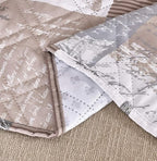 Brilliant Sunshine Paris and Toile Floral Patchwork Couch Armrest 5 Pockets Organizer, Slip Resistant Armchair Caddy, Washable Remote Controls Holder, Storage for Magazine, Tablet, 35×13", Latte Grey