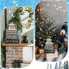 Yuntau 4 Pcs Winter Table Decorations Wooden Snowman Winter Tiered Tray Decor Rustic Block Signs Gift Farmhouse Christmas Centerpiece for Tables Party Kitchen Shelf Home