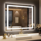 LOAAO 30"x38" LED Bathroom Mirror with Lights, Anti-Fog, Dimmable, Backlit + Front Lit, Lighted Bathroom Vanity Mirror for Wall, Memory Function