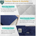 Sofa Armrest Organizer with 6 Pockets, Non-Slip Couch Recliner Armchair Caddy, Washable Remote Controls Holder, Storage for Magazine, Tablet (Navy)
