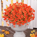 MARTINE MALL Artificial Fall Flowers for Outdoors, 24 Bundles Faux Fall Flower for Outdoor Planters, UV Resistant Fall Flowers Artificial for Outdoors Fake Autumn Petunias for Front Porch (Orange)