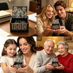 Pursuestar Black Wooden Wind Up Music Box - DemonSlayer Merch, Vintage Engraved Wood Mechanism Musical Gifts for Anime Fans Son Daughter Boys Christmas Birthday