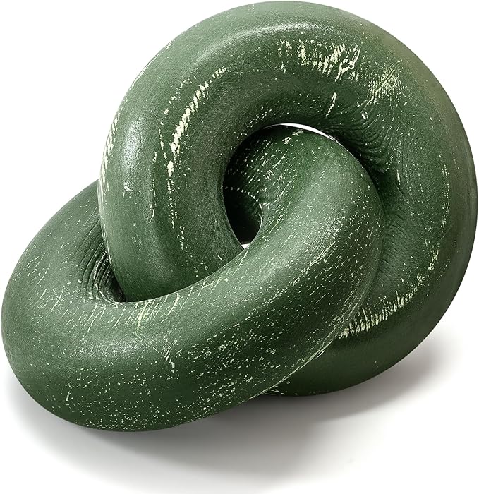 EOSAHR Rustic Decor Pine Wood Knot Wooden Chain Link Accent for Coffee Table, Office Decor & Dining Table Simple Modern Desk Decor for Warm Home Office (Green)