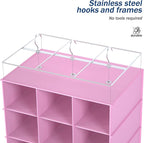 coastal rose Hanging Shoe Organizer for Closet, 30 Sections Hanging Closet Organizers and Storage Shelves Space Saving Shoe Racks Holder Pink,17" W×11.5" Dx 48" H