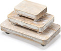 Maitys 3 Pcs Wooden Risers for Display Pedestal Stand Wooden for Decor Farmhouse Vintage Rustic Stackable Kitchen Stand Tray Riser, 3 Sizes(8 x 4.3, 6 x 3.5, 4 x 2.8 in,White)