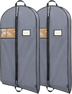 BALEINE 2PK Heavy Duty Garment Bag with Shoe Storage Travel Bag for Dresses, Suit, Coats Travel Essential (43", Grey)