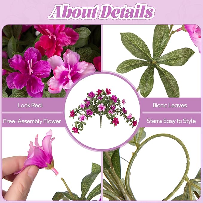 Artificial Hanging Flowers for Outdoors Hanging Baskets, 3 Pcs Fake Silk Flower with Hanging Baskets Planter for Spring Summer Garden Porch Patio Yard Outside Decor