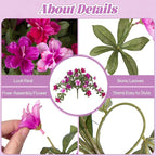 Artificial Hanging Flowers for Outdoors Hanging Baskets, 3 Pcs Fake Silk Flower with Hanging Baskets Planter for Spring Summer Garden Porch Patio Yard Outside Decor