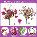 Artificial Fake Pansy Flowers for Outdoor, 12 Pcs Faux Silk Pansies Flower for Spring Summer Decoration, UV Resistant Fake Plants for Outside Planter Porch Yard Patio Home Decor(Gradient Double Pink)