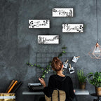 4 Pcs Farmhouse Bathroom Wall Decors Relax Soak Unwind Breathe Wooden Word Sign Black Hanging Wall Art Rustic Office Wall Decor for Bedroom Living Room Vintage Decorations(Black Leaves 10X4 Inch)