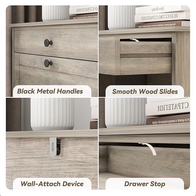 Shoe Cabinet with 2 Flip Drawers, Narrow Freestanding Shoe Storage Organizer, Slim Wooden Hidden Shoe Rack for Front Door Entrance, Closet, Hallway, Living Room, Rustic Gray