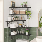 Fixwal Corner Shelves Wall Mounted Set of 5, Floating Shelves for Wall Bathroom, Kitchen, Bedroom, Home Decor, Laundry Room, Living Room (Black)