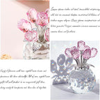 Crystal Rose Bouquet Flower Figurine - Pink Rose Gifts for Women, Collectible Floral Glass Ornaments for Valentine's Day, Mother's Day, Boxed