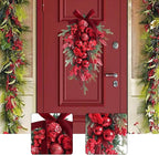 Christmas Teardrop Swag Wall Hanging Decor Christmas Decoration Decorative Hanging Ornament Wreath for Window Holiday Home