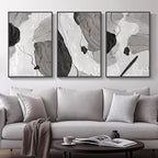 Large Framed Black and White Gray Abstract Wall Art, Set of 3 Piece Modern Canvas Prints Paintings Artwork for Walls, Minimalist Pictures for Living Room Bedroom Dining Room Hallway Wall Decor 20x30 In