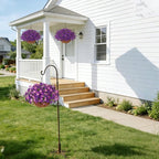 INSPRING Artificial Outdoor Flowers Hanging Baskets Faux Plants Spring Decoration, UV Resistant Fake Silk Morning Glory in Planter Look Real Petunias for Outside Patio Porch Balcony Garden Home, 2Mix