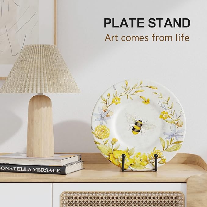 3 Pack 6 Inch Plate Stands for Display Picture - Vinyl Table Top Display, Decorative Metal Frame Holders for Book , Photo and Platter, Tabletop Art, Black 3 Packs