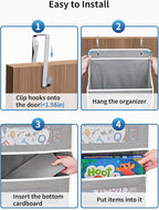 JARLINK 2 Pack Over the Door Organizer Storage, 5 Shelf Hanging Door Organizer with 5 Large Capacity Pockets, Anti Tilt 44 lb Load Behind Door Storage for Bedroom, Bathroom, Pantry, Nursery, (Grey)