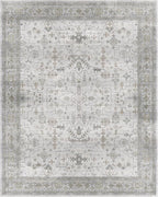 Lessymo 8x10 Area Rugs for Bedroom, Large Washable Rug for Living Room Dining Home Office, Soft Non-Slip Vintage Floral Neutral Carpet, Boho Neutral Farmhouse Decor, Taupe Grey