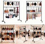 3 Tiers Rolling Display Tie & Scarf Rack Bras Underwear Shorts Socks Hats Gloves Belt Towel Accessories Organizer Holder for Home Commercial Clothing Retail Store, Floor Standing Hijab Stand