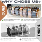 Targum Belt Organizer for Large Buckles – Extra-Wide Acrylic Belt Organizer with 7 Compartments for Closet and Drawer