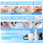 Vacuum Storage Bags with Electric Air Pump, 25 Pack Compression Bag, Space Saving Vacuum Sealer Bags for Clothes, Blanket, Duvets, Pillows, Comforters Travel, Two Compressing Ways