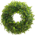 Hiptree 18 Inch Boxwood Wreath for Front Door-Artificial Spring Greenery Indoor Outdoor Wreaths Decorations, Farmhouse Wall Decor-Wedding,Summer, Fall, Winter,Easter, Green All Year Round,DIY Wreaths
