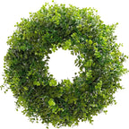 Hiptree 18 Inch Boxwood Wreath for Front Door-Artificial Spring Greenery Indoor Outdoor Wreaths Decorations, Farmhouse Wall Decor-Wedding,Summer, Fall, Winter,Easter, Green All Year Round,DIY Wreaths