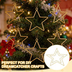 MECCANIXITY 4 Pcs Star Dream Catcher Rings, 2" Dream Catcher Metal Hoops Macrame Wreath Rings Pentagram Floral Hoops for DIY Craft Making Home Wedding Wall Hanging Decoration, Gold