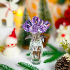 H&D HYALINE & DORA Crystal Rose Purple Flower Figurine,Rose Gifts for Mom Wife Grandma,Glass Flower Collectible Ornament Mother's Day Thanksgiving Anniversary Birthday Gifts