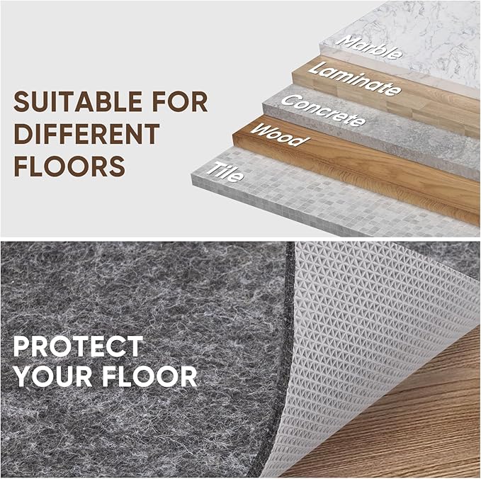 BALEINE Felt Non Slip Rug Pads, Extra Large 1/4" Thick Felt and Rubber Backing, Shock Absorbing Carpet Pad for All Carpets and Hardwood Floors (4x6 Ft)