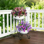 Artificial Flowers for Spring Outdoors Decoration, Fake Silk Marigold Flower with Look Real Eucalyptus Leaves UV Resistant Faux Plants for Garden Porch Planter Patio Balcony Yard Home Decor