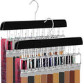 TOPIA HANGER 40 Hooks Belt Tie Hanger Space Saving for Closet, 2 IN 1 Belt Ties Racks Max 60 Belts with 60 Ties Capacity, Curved with Flat Hooks for Belts,Ties,Bras,Closet Organizers and Storage CT70B