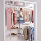 Rubbermaid Configurations Deluxe Custom Closet Kit 3-6 Ft. Adjustable Metal Wire Shelving White Finish Expandable Organization System Hardware Included for Home Closet/Pantry/Laundry/Mudroom