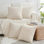 Fancy Homi 4 Packs Decorative Throw Pillow Covers for Living Room Couch Bed, Modern Farmhouse Boho Home Décor Accent Cushion Case, 20" x 20", Cream
