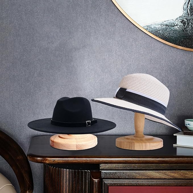 CHADWICK Vintage Style Hat Rack Stand, Light Wooden Hat Display Stand, Cap Organizer and Wig Holder Display Rack for Closet, Home Decor