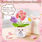 Gifts for Mom from Daughter Son, Mom Birthday Gifts, Gift for Moms Mother in Law Step Mama Mommy, Mother's Day Birthday I Love You Present for Moms, Cute Handmade Crochet Positive 3 Flowers Doll