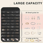 2-Pack Hanging Jewelry Organizer Storage, 40 Pockets 36 Hooks Necklace Earring Necklace Bracelet Ring Organizer, Double - Sided Design, Black