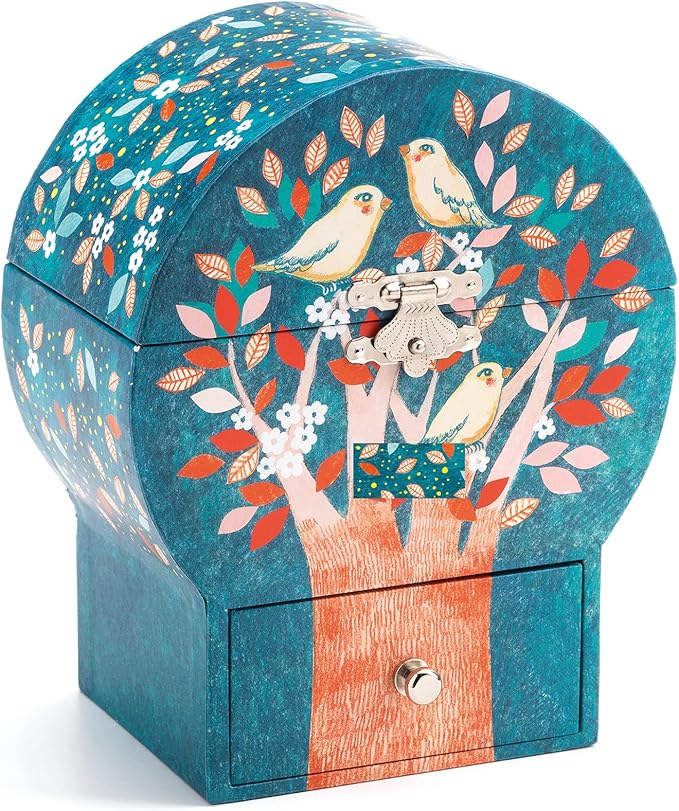 DJECO Musical Jewelry Box for Kids - Treasure Box Night Singing - Storage for Necklace, Bracelets, Rings, Earrings, Small Toys, Decorations, Keepsake & Trinkets - Safe for Ages 3+ Boys & Girls