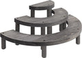 MyGift 3 Tier Cupcake Stand, Vintage Gray Weathered Solid Wood Semicircle Dessert Appetizer Stands, Tiered Platform Display Risers for Spice Jars Cosmetics, 3-Piece Set