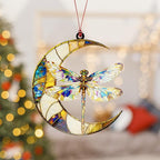 Dragonfly Gifts for Women, Dragonfly Moon Ornament for Christmas Tree Decoration, Birthday Gift for Mom, Mama Gifts Decor, Hanging Car Charm, Symbol of Love, Hope & Transformation