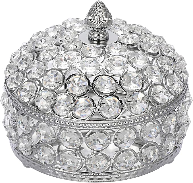 Hipiwe Crystal Mirrored Jewelry Box Trinket Organizer Box Luxury Decorative Ring Box Earrings Storage Holder Keepsake Box Birthday Christmas Gift for Women, X-Large