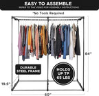 HOLDN’ STORAGE Portable Wardrobe Closet - 65 lb Large Capacity, Internal Heavy Duty Metal Rod, Zipper & Clear Window, Durable Clothes Organizer, Tool-Free Easy Assembly, Black Canvas Cover