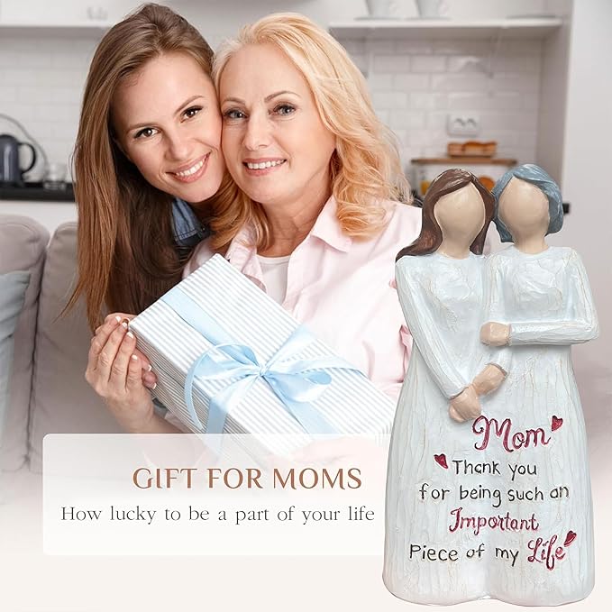 Mom Gift, Mom and Daughter Figurine, Gifts for Moms from Daughter for Mother Day, Anniversary, Birthday, Christmas, Sculpted Hand-Painted Statue