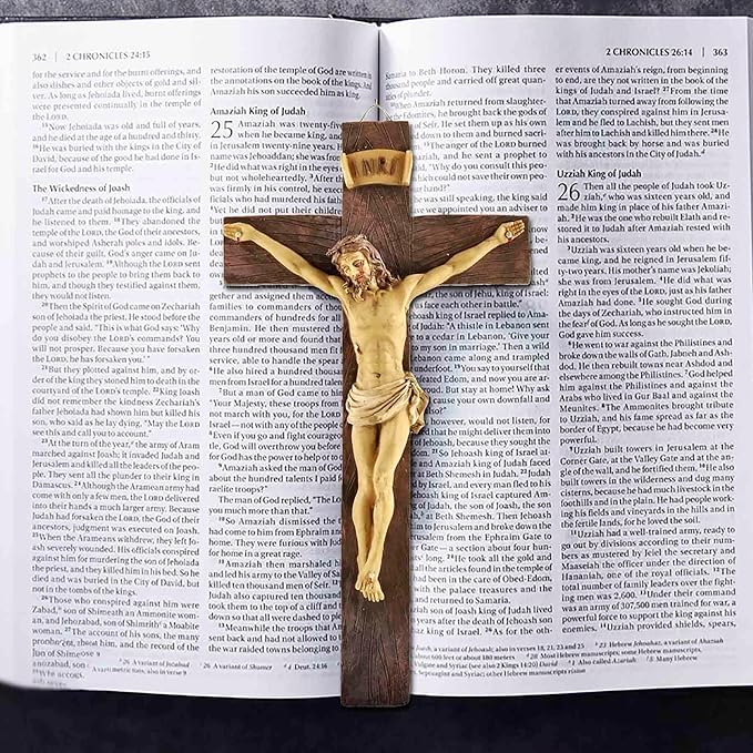 PlentifulHome 9” Resin Crucifix Wall Cross – Catholic Cross for Wall Decor, Jesus Christ Figurine, Inspirational Christian Religious Hanging for Home, Church & Spiritual Gifts