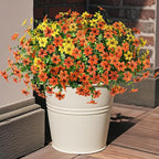 Artificial Flowers for Outdoors 12 Bundles Realistic Faux Silk Flower with Eucalyptus Stem, Fake Plants UV Resistant No Fade for Outside Planter Porch Patio Yard Window Garden Spring Summer Decoration