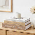 JARLINK Beautiful Decorative Books, Set of 3 Stackable Fake Books for Coffee Table, Shelf & Mantel Decor - Modern Home Decoration W/Hidden Storage for Photos, Keepsakes & Living Room Styling, Oatmeal