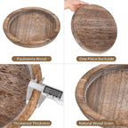 Hanobe Candle Plate Holder Tray: Round Wood Decorative Candle Plate - Rustic Farmhouse CoffeeTable Decor - Tealight Pillar Trays for Home Decor (Distressed)