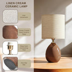 Dawnwake 18.5" Table Lamp Set of 2 for Living Room Bedroom, Bedside Lamps for Night Stands, Desk Nightstand Lamp Dimmable, Modern Linen Cream Ceramic Lamps (Coffee)