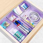 25 PCS Drawer Organizer Set, 4 Varied Size Bathroom and kitchen Drawer cabinet organizer Trays, Clear Storage Bins for Makeup, Jewelry, Utensils and Gadgets， Purple